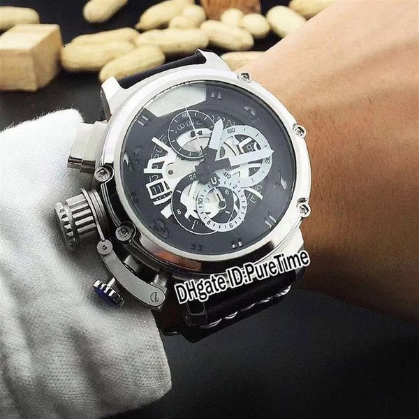 new u-51 u51 chimera steel case white skeleton dial miyota quartz chronograph mens watch satch black leather watc270r, Slivery;brown
new u-51 u51 chimera steel case white skeleton dial miyota quartz chronograph mens watch satch black leather watc270r, Slivery;brown