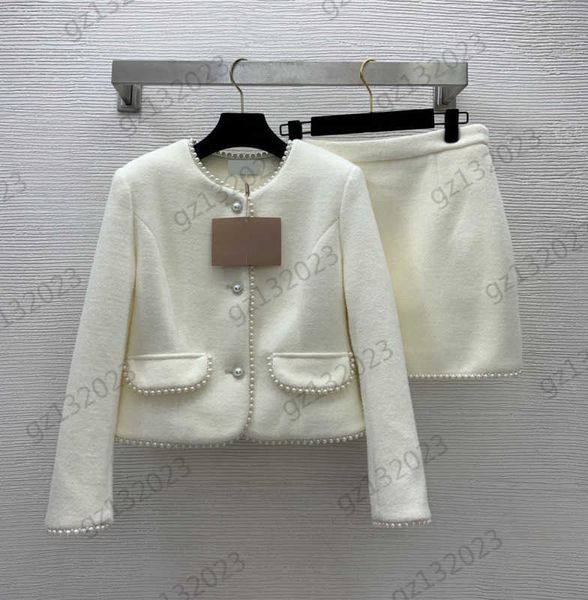 womens two pieces dress pearl trimmed round neck long sleeves short jacket invisible zipper high-waisted a-line skirt luxury brand women clo, White
womens two pieces dress pearl trimmed round neck long sleeves short jacket invisible zipper high-waisted a-line skirt luxury brand women clo, White
