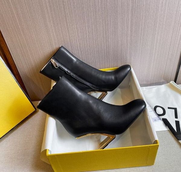 winter luxury designer first ankle boots women nappa leather round toe interior side zipper head gold diagonal f shape stereo heel elegant p, Black
winter luxury designer first ankle boots women nappa leather round toe interior side zipper head gold diagonal f shape stereo heel elegant p, Black