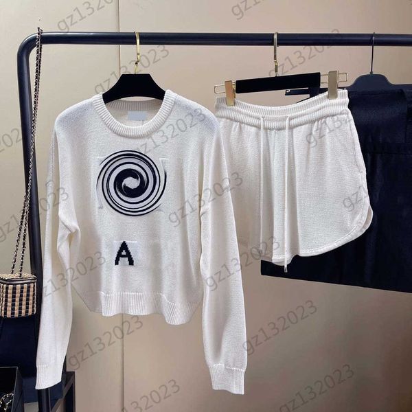 tracksuits two piece sets womens two piece pants classic logo embroidery thread round neck pullover wool knitwear loose casual shorts women, White
tracksuits two piece sets womens two piece pants classic logo embroidery thread round neck pullover wool knitwear loose casual shorts women, White