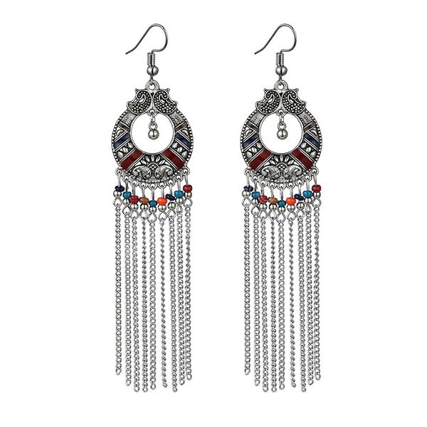 ethnic bohemian long earrings for women vintage statement chain tassel earrings bead handmade drop dangle earring jewelry, Silver
ethnic bohemian long earrings for women vintage statement chain tassel earrings bead handmade drop dangle earring jewelry, Silver