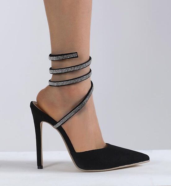 high heels pointed toe ladies pumps rhinestone ankle ring plus size dress party shoes summer slingback heels talons femme, Black
high heels pointed toe ladies pumps rhinestone ankle ring plus size dress party shoes summer slingback heels talons femme, Black