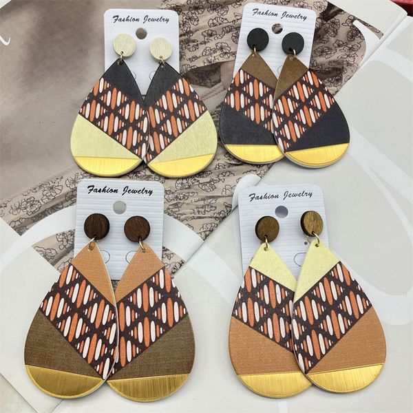 s3382 geomtric water drop wood dangle earrings for women patchwork geometric earrings, Silver
s3382 geomtric water drop wood dangle earrings for women patchwork geometric earrings, Silver