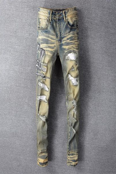 men039s jeans delivery 2021 snake embroidered retro denim slim skinny holes pu leather patchwork stretch pants1000411, Blue
men039s jeans delivery 2021 snake embroidered retro denim slim skinny holes pu leather patchwork stretch pants1000411, Blue