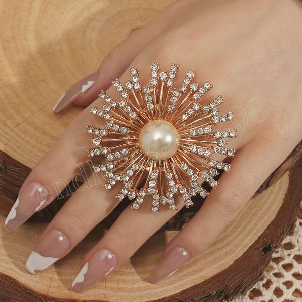 exaggerated christmas exquisite gold color ring snowflake shape big crystal pearls adjustable ring wedding party jewelry gift, Silver
exaggerated christmas exquisite gold color ring snowflake shape big crystal pearls adjustable ring wedding party jewelry gift, Silver