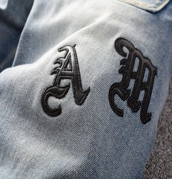 designer fashion blue mens slim jeans skinny casual fluff folds holes motorcycle pants ripped denim roman script letter9489222
designer fashion blue mens slim jeans skinny casual fluff folds holes motorcycle pants ripped denim roman script letter9489222