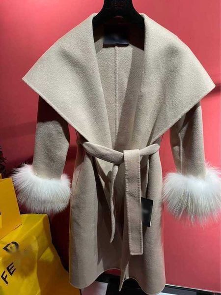 women's wool & blends designer autumn and winter new cashmere wool shawl collar coat cuffs fox hair long women 0e9a, Black
women's wool & blends designer autumn and winter new cashmere wool shawl collar coat cuffs fox hair long women 0e9a, Black