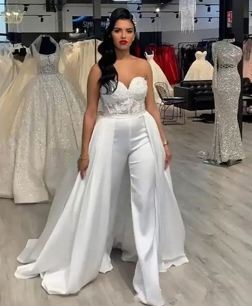 modern women jumpsuits wedding dress with detachable skirt sweetheart corset bridal gowns lace appliques a line vestido de novia strapless a, White
modern women jumpsuits wedding dress with detachable skirt sweetheart corset bridal gowns lace appliques a line vestido de novia strapless a, White