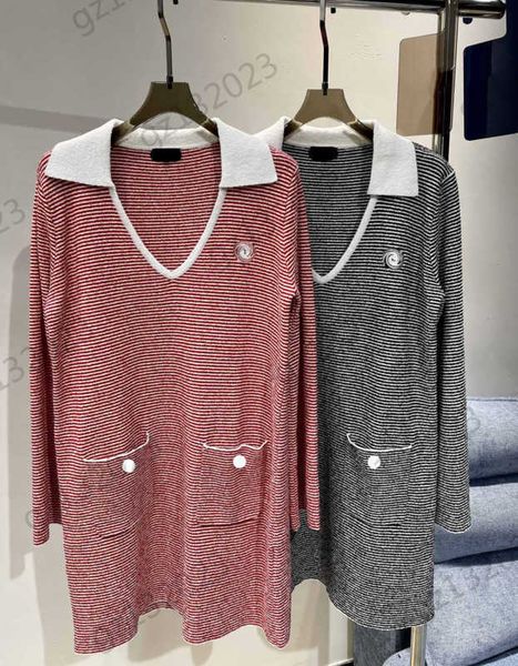 casual dresses womens designer dress color matching lapel deep v slim dress chest logo embroidery pocket long sleeve maxiskit women clothing, Black;gray
casual dresses womens designer dress color matching lapel deep v slim dress chest logo embroidery pocket long sleeve maxiskit women clothing, Black;gray