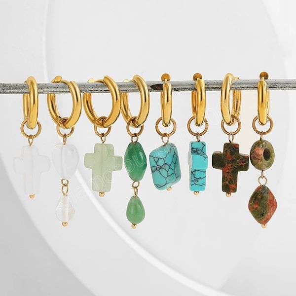 vintage natural stone asymmetric drop earring turquoise cross square stones dangle earrings for women stainless steel jewelry, Silver
vintage natural stone asymmetric drop earring turquoise cross square stones dangle earrings for women stainless steel jewelry, Silver