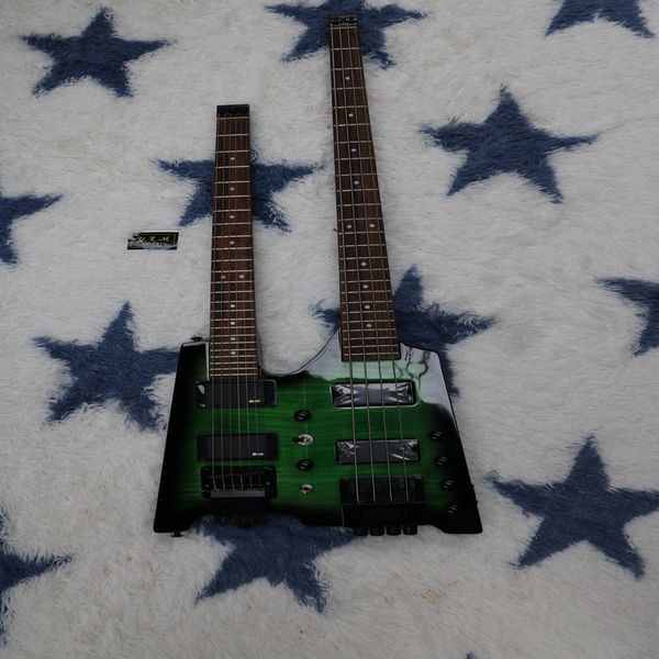 green double neck electric guitar four string bass six string double headed rosewood fingerboard
green double neck electric guitar four string bass six string double headed rosewood fingerboard