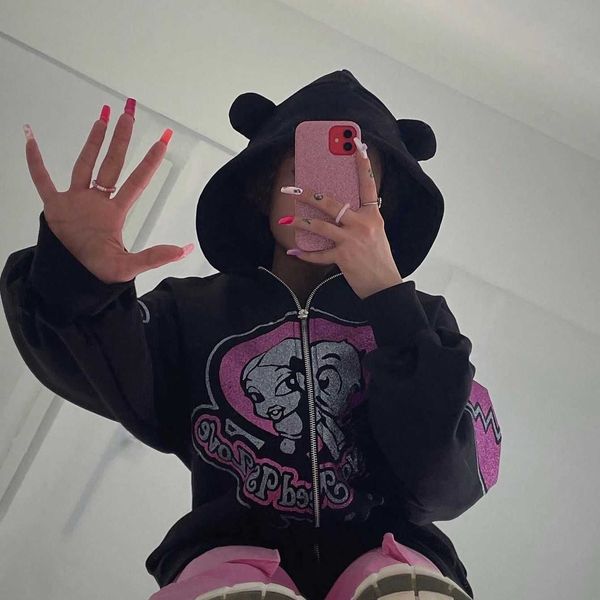 women's jackets hooded oversized jackets women y2k streetwear winter fashion casual clothes fleece jacket hoodies loose coat sweatshirt, Black;brown
women's jackets hooded oversized jackets women y2k streetwear winter fashion casual clothes fleece jacket hoodies loose coat sweatshirt, Black;brown