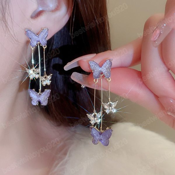 korean elegant purple butterfly dangle earrings for women girls fashion zircon long boucle jewelry gifts, Silver
korean elegant purple butterfly dangle earrings for women girls fashion zircon long boucle jewelry gifts, Silver