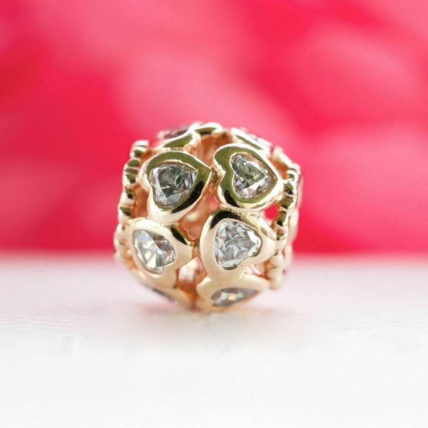 rose gold metal plated clear cz love all around charm with cz fits european pandora style bracelets necklaces, Black
rose gold metal plated clear cz love all around charm with cz fits european pandora style bracelets necklaces, Black
