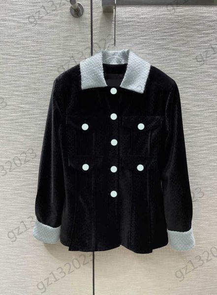 womens jacket luxury brand color matching lapel corduroy jacket custom button open long sleeve designer coats autumn winter women clothing 1, Black;brown
womens jacket luxury brand color matching lapel corduroy jacket custom button open long sleeve designer coats autumn winter women clothing 1, Black;brown