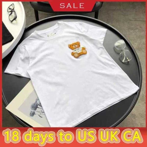 women's tees summer new t-shirt flocking three-dimensional cartoon bear letter embroidery loose short sleeves for men and womena6om, White
women's tees summer new t-shirt flocking three-dimensional cartoon bear letter embroidery loose short sleeves for men and womena6om, White