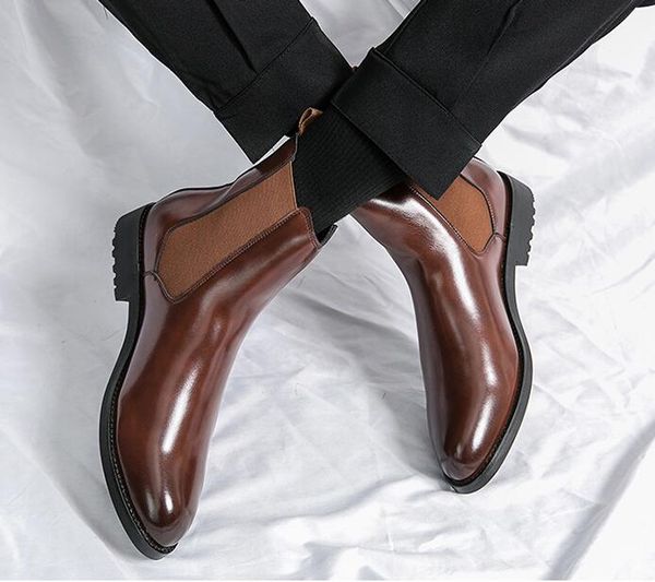 brown men chelsea boots business men short boots slip-on round toe black boots for men botas de trabajo hombre
brown men chelsea boots business men short boots slip-on round toe black boots for men botas de trabajo hombre