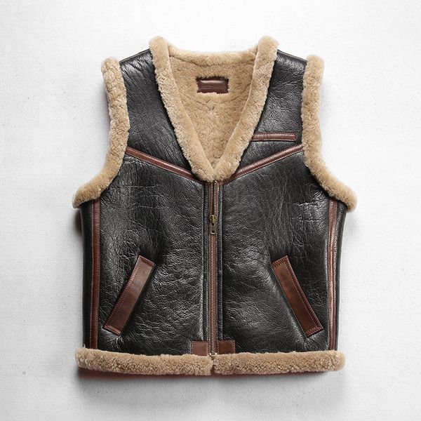 genuine sheepskin leather double face fur vest jackets men's may khaki v-neck casual american world war ii air-flying vest, Black;white
genuine sheepskin leather double face fur vest jackets men's may khaki v-neck casual american world war ii air-flying vest, Black;white
