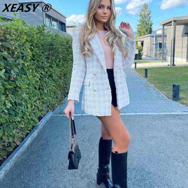 women's jackets xeasy women jacket tweed blazer za 2021 women autumn jacket pink blazer double breasted office lady blazers casual coat, Black;brown
women's jackets xeasy women jacket tweed blazer za 2021 women autumn jacket pink blazer double breasted office lady blazers casual coat, Black;brown