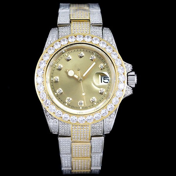 watch diamonds mens watch mechanical watches stainless steel strap men wristwatch waterproof design wristwatches for man 42mm, Slivery;brown