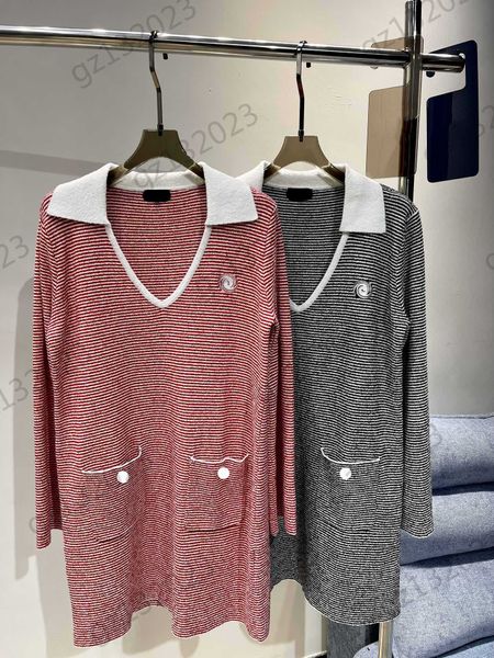 casual dresses womens designer dress color matching lapel deep v slim dress chest logo embroidery pocket long sleeve maxiskit women clothing, Black;gray
casual dresses womens designer dress color matching lapel deep v slim dress chest logo embroidery pocket long sleeve maxiskit women clothing, Black;gray
