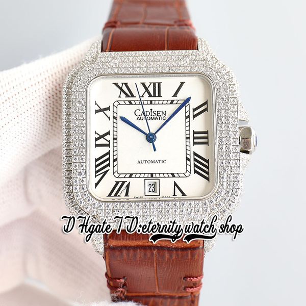 twf tw0009 paved diamonds m8215 automatic mens watch 40mm iced out diamond bezel white dial roman markers brown leather strap 2022 super edi, Slivery;brown
twf tw0009 paved diamonds m8215 automatic mens watch 40mm iced out diamond bezel white dial roman markers brown leather strap 2022 super edi, Slivery;brown