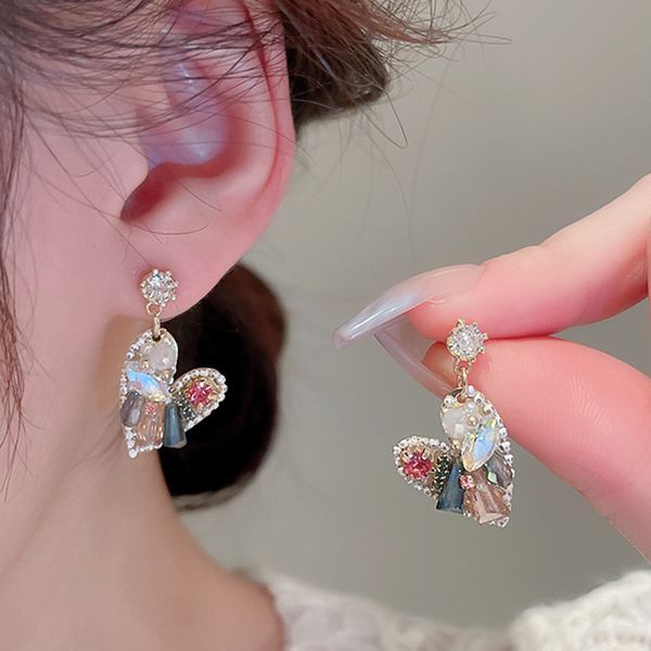 korean elegant crystal heart dangle earrings for women girls fashion colorful pendientes jewelry gifts, Silver
korean elegant crystal heart dangle earrings for women girls fashion colorful pendientes jewelry gifts, Silver