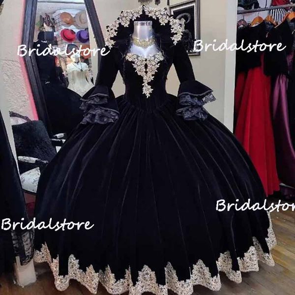 black velvet victorian gothic wedding dress 2023 with jacket puff sleeve arabic gold lace church women gown celtic greek bride party dress f, White
black velvet victorian gothic wedding dress 2023 with jacket puff sleeve arabic gold lace church women gown celtic greek bride party dress f, White