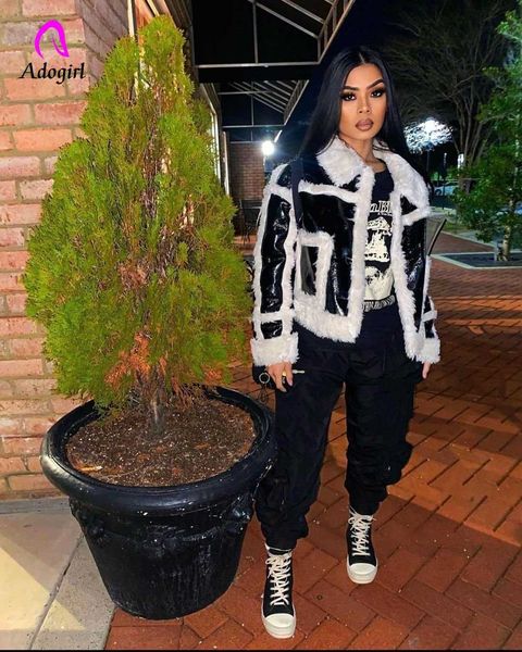 women's jackets pu leather patchwork women down coat 2022 autumn winter warm thick turn down collar parkas wild high street jacket wind, Black;brown
women's jackets pu leather patchwork women down coat 2022 autumn winter warm thick turn down collar parkas wild high street jacket wind, Black;brown