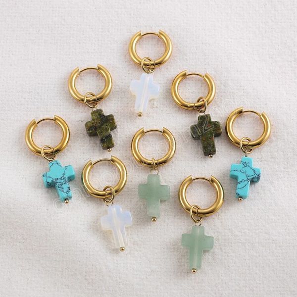 natural stone turquoise cross drop earrings for women gold plated small circle hoops earrings stainless steel jewelry, Golden;silver
natural stone turquoise cross drop earrings for women gold plated small circle hoops earrings stainless steel jewelry, Golden;silver