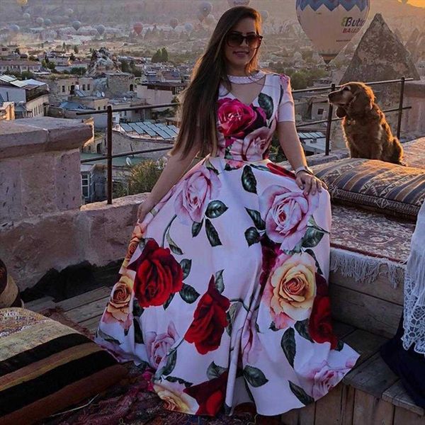 spring rose d dresses printed large swing bead stitching short sleeve dress, Black;gray
spring rose d dresses printed large swing bead stitching short sleeve dress, Black;gray