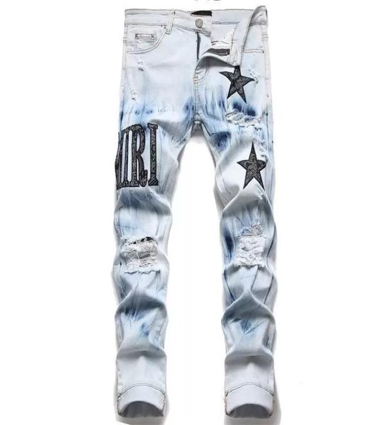 men jeans european jean hombre letter star skinny embroidery patchwork ripped mens trend brand motorcycle jean2818666, Blue
men jeans european jean hombre letter star skinny embroidery patchwork ripped mens trend brand motorcycle jean2818666, Blue