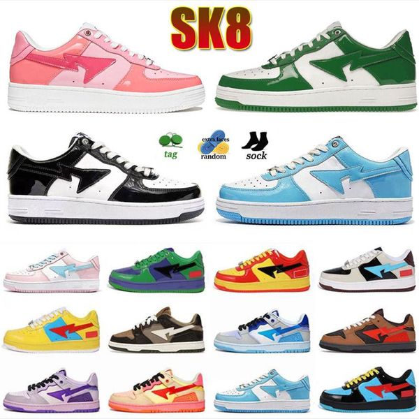 

fashion designer casual sk8 sta shoes men women camo black white pink green abc orange m2 camouflage trainer sports platform sneakers size 3