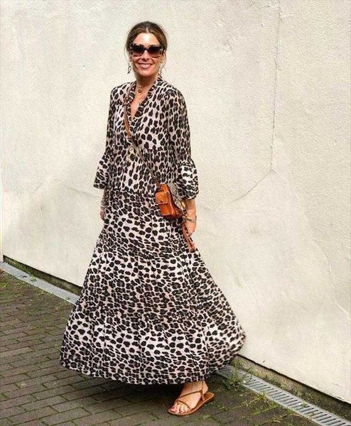 spring and summer womens leopard print dress selling bohemian long, Black;gray
spring and summer womens leopard print dress selling bohemian long, Black;gray