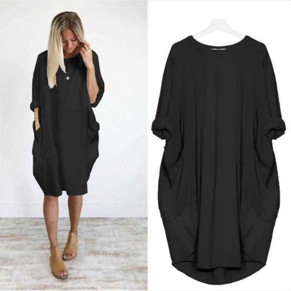 womens casual loose dress pockets long sleeve plus size full-figured girls, Black;gray
womens casual loose dress pockets long sleeve plus size full-figured girls, Black;gray