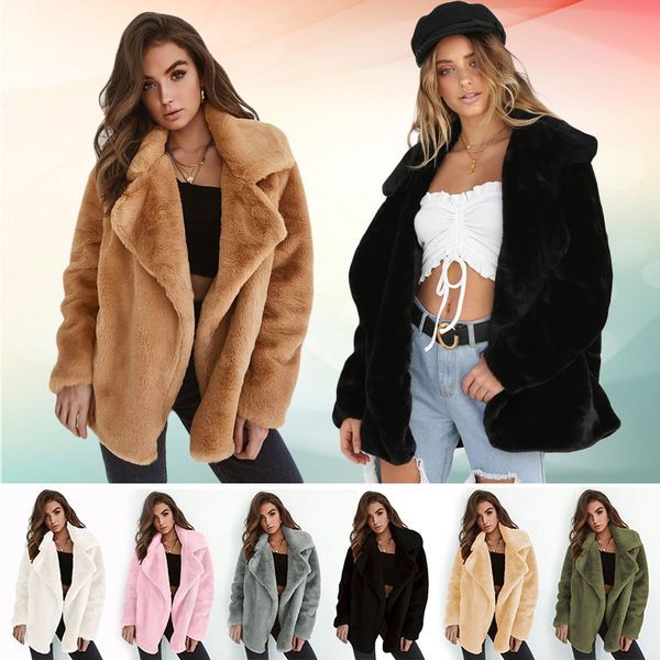 women coat autumn winter fashion lapel neck white/pink/brown faux fur coat thick warm outerwear fake fur jackets, Black
women coat autumn winter fashion lapel neck white/pink/brown faux fur coat thick warm outerwear fake fur jackets, Black