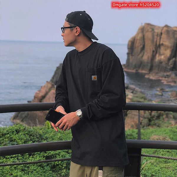 men's t shirt north american high street brand carhart pure cotton classic pocket longsleeve tee spring and autumn couple loose crew ne, White;black
men's t shirt north american high street brand carhart pure cotton classic pocket longsleeve tee spring and autumn couple loose crew ne, White;black