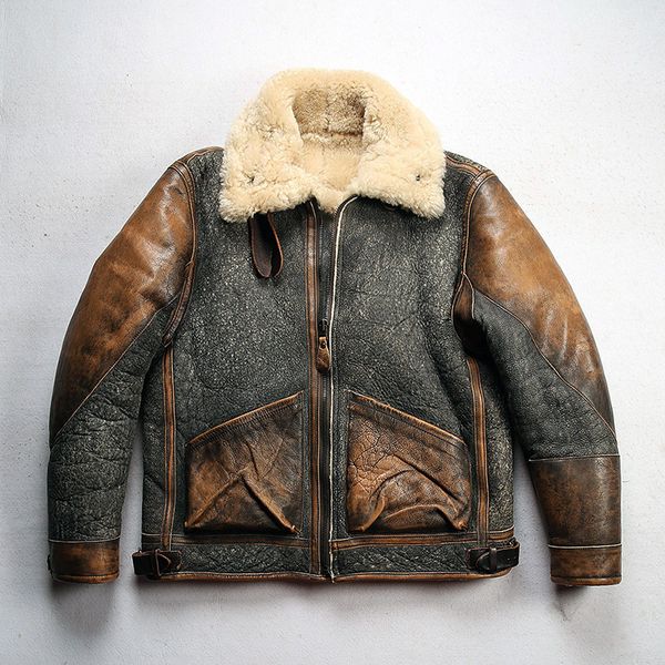 retro vintage men reprint rrl genuine sheepskin leather jackets d3 bombardier empty fur double face fur flight suit american, Black
retro vintage men reprint rrl genuine sheepskin leather jackets d3 bombardier empty fur double face fur flight suit american, Black