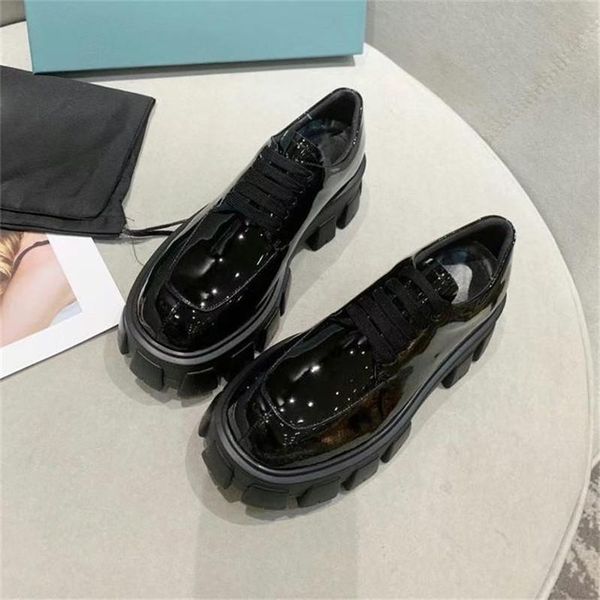designer loafers women dress shoes luxury metal triangle logo brushed leather monolith loafer platform heel shoe with box, Black
designer loafers women dress shoes luxury metal triangle logo brushed leather monolith loafer platform heel shoe with box, Black