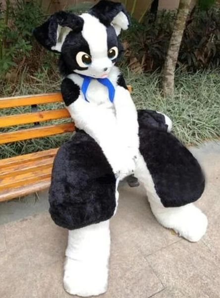 black and white husky fox mid-length fur one mascot costume walking halloween suit role-playing, Red;yellow
black and white husky fox mid-length fur one mascot costume walking halloween suit role-playing, Red;yellow