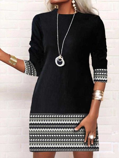 spring digital printed round neck casual dresses temperament long sleeve dress, Black;gray
spring digital printed round neck casual dresses temperament long sleeve dress, Black;gray