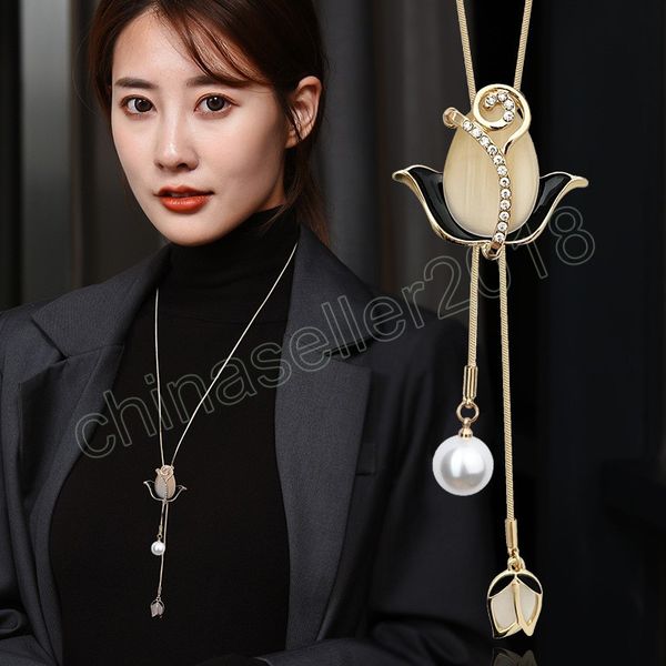 gold color tulip chain necklaces for women vintage crystal tassel choker necklaces jewelry long collier femme party gift, Silver
gold color tulip chain necklaces for women vintage crystal tassel choker necklaces jewelry long collier femme party gift, Silver