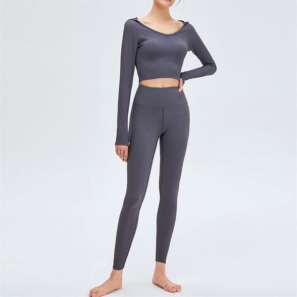 ll-tm0042 women's tracksuits suits yoga sets outfit running long sleeve ninth pants exercise high waist fitness wear girls elastic spo, Gray
ll-tm0042 women's tracksuits suits yoga sets outfit running long sleeve ninth pants exercise high waist fitness wear girls elastic spo, Gray