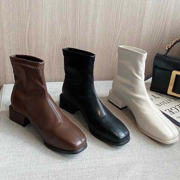 martin boot women new korean style square head thick heel short boots in autumn and winter middle elastic thin chelsea, Black
martin boot women new korean style square head thick heel short boots in autumn and winter middle elastic thin chelsea, Black