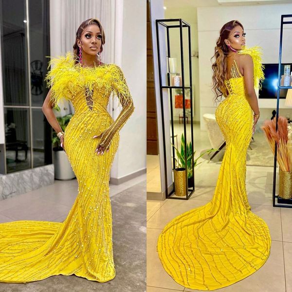 fashion sequins yellow mermaid wedding dresses one shoulder feather bridal gown simple formal party gowns, White
fashion sequins yellow mermaid wedding dresses one shoulder feather bridal gown simple formal party gowns, White