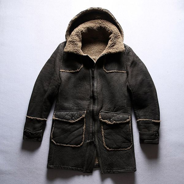 genuine sheepskin leather jackets lamb fur coat mid-length hunting double face fur for men detachable hooded big hood thickened, Black
genuine sheepskin leather jackets lamb fur coat mid-length hunting double face fur for men detachable hooded big hood thickened, Black