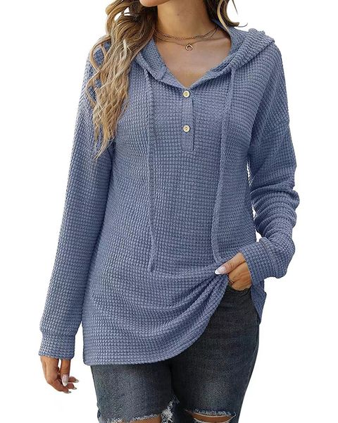 women long sleeve button sweatshirt drawstring loose pullover sport casual hoodies, Black
women long sleeve button sweatshirt drawstring loose pullover sport casual hoodies, Black