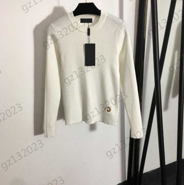 womens sweaters pit striped crew neck long sleeves knitted sweater metallic logo trim casual joker knitwear fashion designer women clothing, White;black
womens sweaters pit striped crew neck long sleeves knitted sweater metallic logo trim casual joker knitwear fashion designer women clothing, White;black