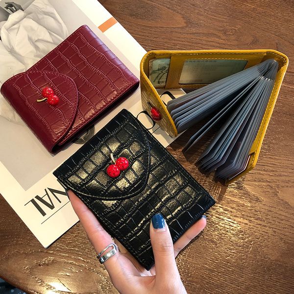 fashion cherry card bag female leather multi card compact new first layer cowhide document bags clip, Red;black
fashion cherry card bag female leather multi card compact new first layer cowhide document bags clip, Red;black