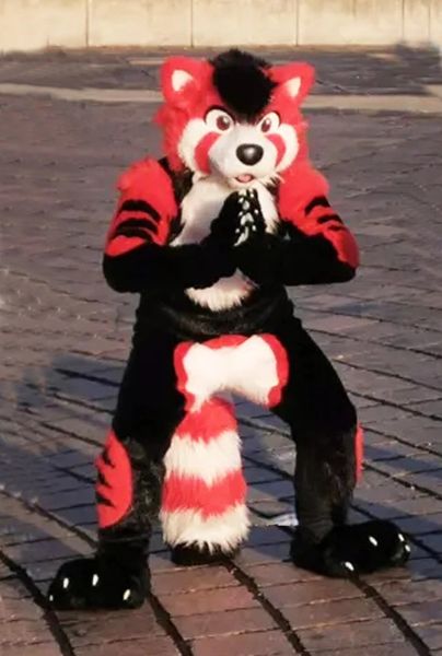 red husky fox mid-length fur mascot costume walking halloween christmas suit, Red;yellow
red husky fox mid-length fur mascot costume walking halloween christmas suit, Red;yellow